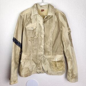 Dondup Military Style Jacket Khaki Button Size 44 Size 10